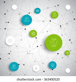 Vector abstract circles illustration / infographic network template with place for your content - blue and green version