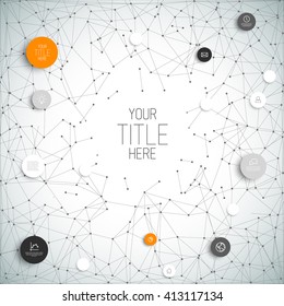 Vector abstract circles illustration / infographic network template with orange circles