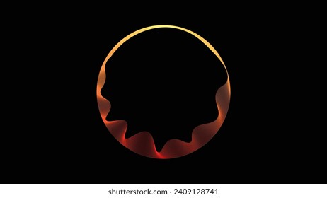  Vector abstract circles lines wavy in round frames colorful spectrum light isolated on a black background