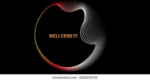 Vetor abstrato círculos linhas onduladas em quadro redondo luz colorida espectro isolado no fundo preto com espaço vazio para texto em conceito tecnologia, digital, música, ciência.