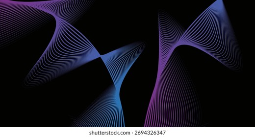 Vetor abstrato círculos linhas onduladas em quadro redondo espectro colorido luz moderna