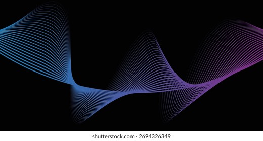 Vetor abstrato círculos linhas onduladas em quadro redondo espectro colorido luz moderna