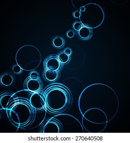 Vector abstract circles on a dark background
