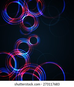 Vector abstract circles on a dark background