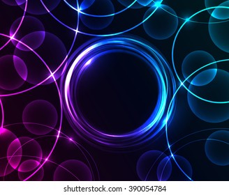 Vector abstract circles on a dark background