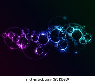 Vector abstract circles on a dark background