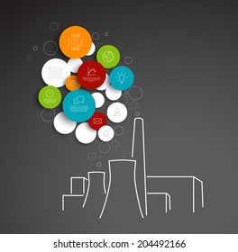 Vector de círculos abstractos ilustración de contaminación / plantilla de infografía con lugar para su contenido