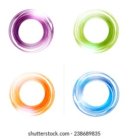 Vector abstract  circles set.  Blue, green, orange and violet colors. Banner, flyer or Logo design template .