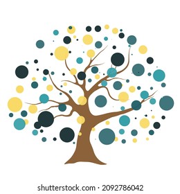 vector abstract circles tree illustration simple stylized tree with green leaves sliced