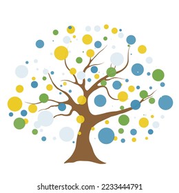 vector abstract circles tree illustration simple stylized tree with green leaves sliced