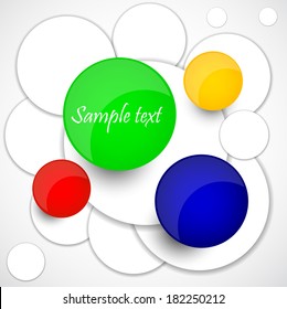 Vector abstract circles of white and colored paper. Vector  illustration 