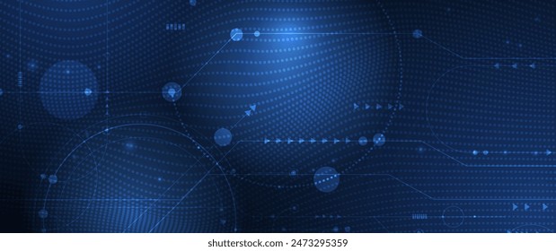 Vector Abstract circuit board design with line, dot on cyber space background, Illustration computer, science, digital network, modern communication technology, big data, connection futuristic concept