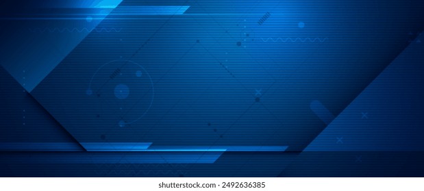 Vector Abstract circuit board design with line, dot on dark blue background, Illustration computer, science, digital network, modern communication technology, big data, connection futuristic concept