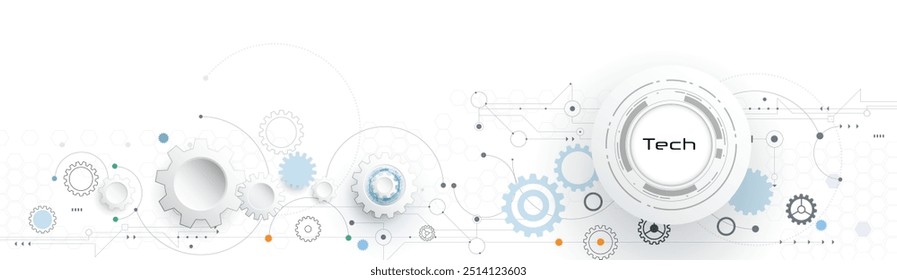 Vector Abstract circuit board design with line, dot on dark blue background, Illustration computer, science, digital network, modern communication technology, big data, connection futuristic concept