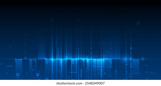 Projeto de placa de circuito abstrata do vetor com linha, ponto no fundo do ciberespaço, computador da ilustração, ciência, rede digital, tecnologia de comunicação moderna, big data, conexão conceito futurista