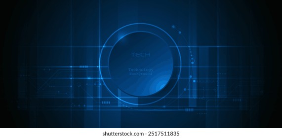 Placa de circuitos Abstractas de Vector. Tecnología digital de alta tecnología y concepto futurista. Ilustración de alta tecnología, ingeniería informática, ciencia y tecnología de la información sobre fondo de color azul oscuro. 