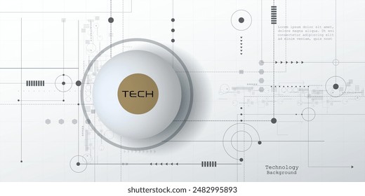 Vector Abstract circuit board, Illustration high tech computer, engineering, science and information technology on white color background. Hi-tech digital technology and futuristic concept