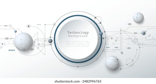 Vector Abstract circuit board, Illustration high tech computer, engineering, science and information technology on white color background. Hi-tech digital technology and futuristic concept