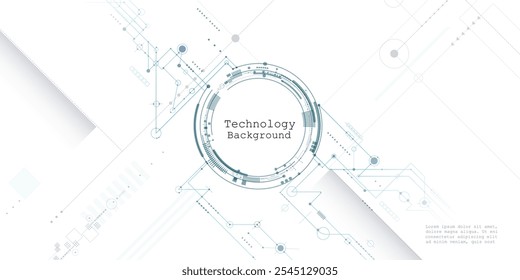 Placa de circuito abstrata do vetor, computador de alta tecnologia da ilustração, engenharia, ciência e tecnologia da informação no fundo da cor branca. Tecnologia digital de alta tecnologia e conceito futurista