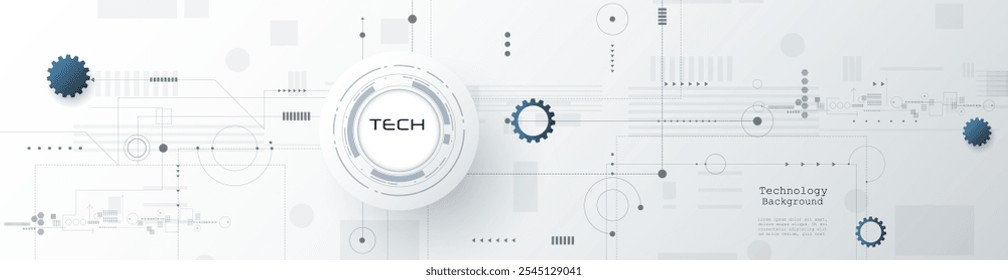 Placa de circuito abstrata de vetor, Ilustração de alta tecnologia, conexão de rede, ciência e tecnologia da informação sobre fundo de cor branca. Conceito futurista digital para site, modelo de banner