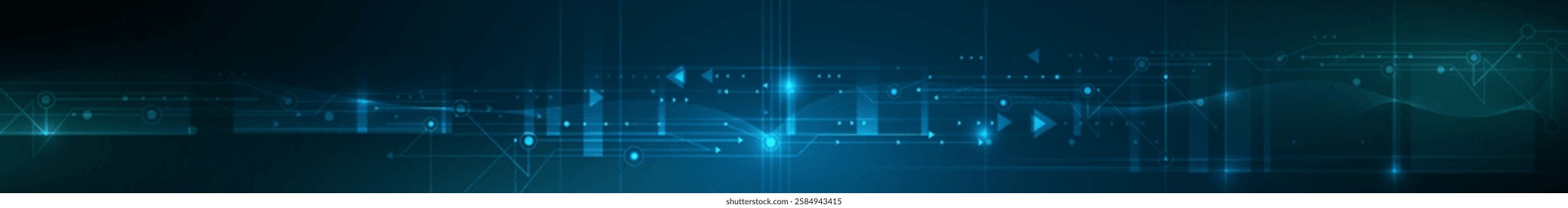 Vector abstract circuit board, Illustration high tech, network connection, science and information technology on dark blue color background. Digital futuristic concept for website, banner template