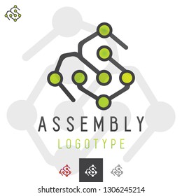 Vector Abstract Circuit Board Lines and Dots Logo. Professional Business Corporate Branding Icon.