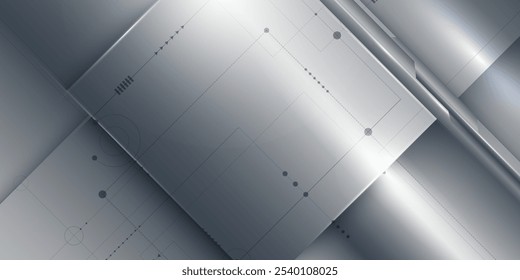 Patrón de placa de circuito Abstractas de Vector en forma metálica, metal gris - acero, textura, fondo de color plateado. Diseño moderno, tecnología y concepto futurista para el fondo del Fondo de pantalla