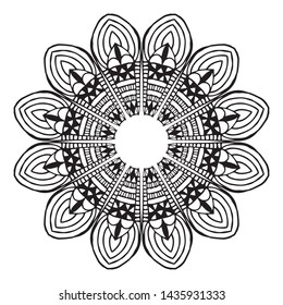 vector abstract circular pattern design. Round Pattern. Abstract design of Persian-Islamic-Turkish-Arabic vector circle floral ornamental border.Раскраска для взрослых.