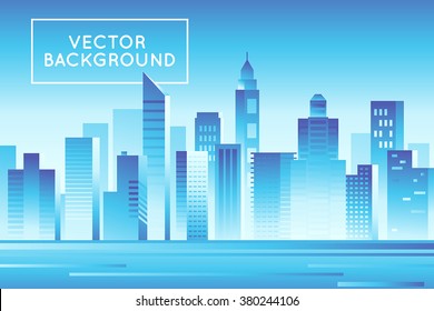 Vector abstract city landscape in bright gradient colors - building and architecture illustrations for splash screens for apps, banners for websites, business concepts