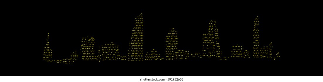 Vector abstract cityscape illustration 
yellow lights