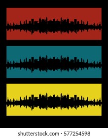 Vector abstract cityscape silhouette set