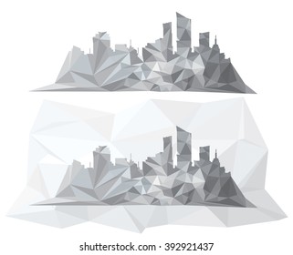 Vector abstract cityscape, triangles  shapes background.