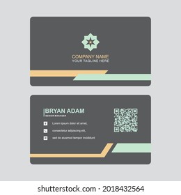 Plantilla de tarjeta de visita simple y limpia, tarjeta de nombre horizontal moderna, Ilustración vectorial de estilo plano. Stationery Design y tarjeta de visita, tarjeta de negocios creativa y profesional. 