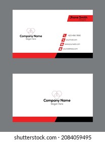 Vector abstract Clean and simple Business Card Template, Modern horizontal name card, Flat Style Vector Illustration. Visiting card, Creative  and Red, Black and White color's professional business c