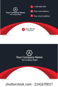 Vector abstract Clean and simple Business Card Template, Modern horizontal name card, Flat Style Vector Illustration. Stationery Design and visiting card, Creative and professional business card red 