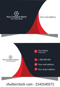 Vector abstract Clean and simple Business Card Template, Modern horizontal name card, Flat Style Vector Illustration. Stationery Design and visiting card, Creative and professional business card red 