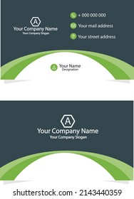 Vector abstract Clean and simple Business Card Template, Modern horizontal name card, Flat Style Vector Illustration. Stationery Design and visiting card, Creative and professional business card green