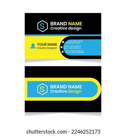 Plantilla de tarjeta de visita simple y limpia, tarjeta de nombre horizontal moderna, Ilustración vectorial de estilo plano. Stationery Design y tarjeta de visita, tarjeta de negocios creativa y profesional.