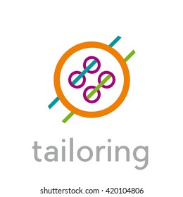 Vector abstract clothing button, concept of tailoring.