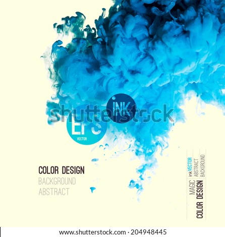 Vector abstract cloud. Blue Ink swirling in water, cloud of ink in water isolated on white. Abstract banner paints. Holi. Liquid cloud. Background for banner, card, poster,  label or web design