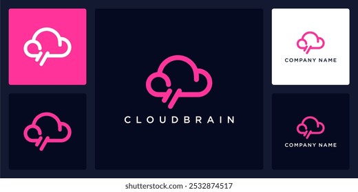Vector abstract of cloud and brain logo and icon, can be used in various media easily, editable