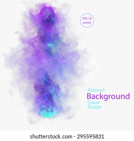 Vector abstract cloud. Vector illustration of blue, violet and light blue smoke on white background. Abstract banner paints. Background for banner, card, poster, identity, web design