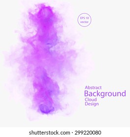 Vector abstract cloud. Vector illustration of chemical violet, purple smoke on white background. Abstract banner paints. Background for banner, card, poster, identity, web design