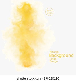 Vector abstract cloud. Vector illustration of chemical yellow smoke on white background. Abstract banner paints. Background for banner, card, poster, identity, web design