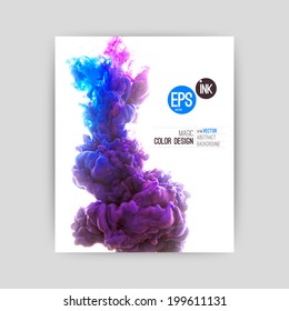 Vector abstract cloud. Ink swirling in water, cloud of ink in water isolated on white. Abstract banner paints. Holi.