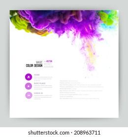 Nuvem abstrata vetorial. Tinta girando em água, nuvem de tinta em água isolada em branco. Tintas de banner abstratas. Holi. Tinta líquida. Fundo para banner, cartão, cartaz, cartaz, identidade, web design.juice