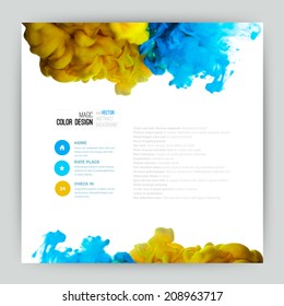 Vector abstract cloud. Ink swirling in water, cloud of ink in water isolated on white. Abstract banner paints. Holi. Liquid ink. Background for banner, card, poster, poster, identity,web design.Juice