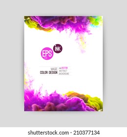 Vector abstract cloud. Ink swirling in water, cloud of ink in water isolated on white. Abstract banner paints. Holi.