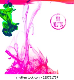 Vector abstract cloud. Ink swirling in water, cloud of ink in water isolated on white. Abstract banner paints and card template. Liquid ink. 