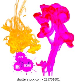 Vector abstract cloud. Ink swirling in water, cloud of ink in water isolated on white. Abstract paints banner concept. Holi. 